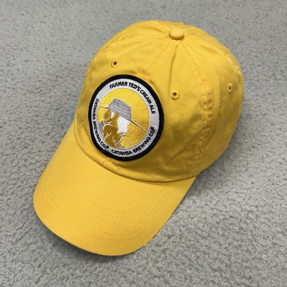 Catawba Brewing Co Hat Farmer Teds Cream Ale Beer Brewery Yellow Baseball Cap